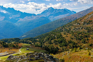 Fototapeta na wymiar Valtellina, Italy, view of the Trela Valley near Bormio