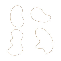 Simple line frame or circle outline border vector illustration set. Abstract oval creative template, blob shape line.