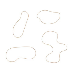 Simple line frame or circle outline border vector illustration set. Abstract oval creative template, blob shape line.