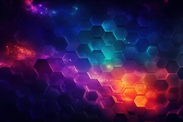 A vast galaxy portrayed using hexagons with gradient space colors