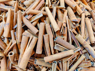 cinnamon sticks on the market stall