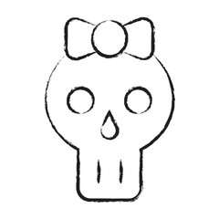 Hand drawn Woman Skull head icon