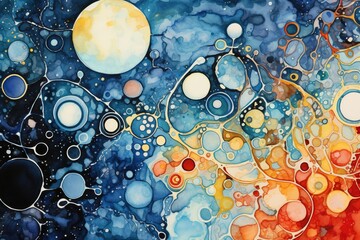 An abstract watercolor pattern of an intricate celestial map - obrazy, fototapety, plakaty