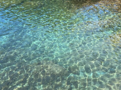 Sea water clear transparent surface. 