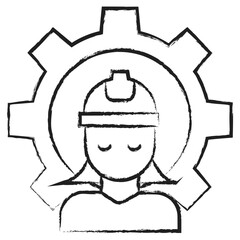 Hand drawn Woman Engineering Worker icon