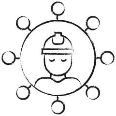 Hand drawn Construction Woman icon