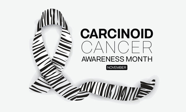 Carcinoid Cancer Awareness Month design with zebra stripe print ribbon. Vector illustration