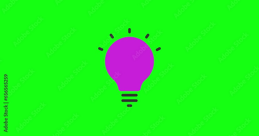 Poster light bulb animated icon green screen. light bulb 2 color animated icon. 4k looped video animation w