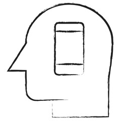 Hand drawn Human mind Phone icon