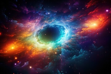 Digitally created psychedelic light vortex in deep space