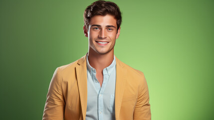 Stylish man on colored background.