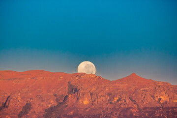 Moon setting over the Drakensberg Escarpment