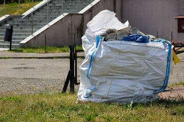 White, large bag with rubble after renovation