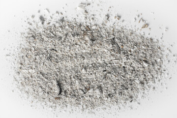 Wood ash on a white background.