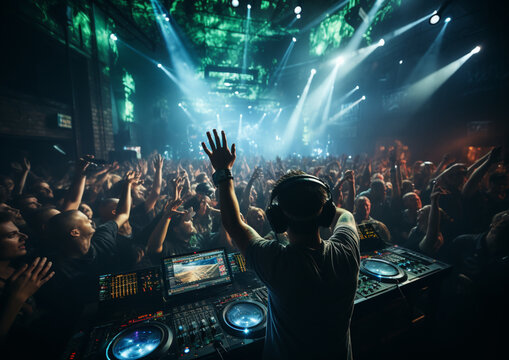 dj prowadzący imprezę muzyczną w klubie