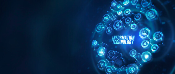Internet, business, Technology and network concept. IT consultant presenting tag cloud about information technology. 3d illustration