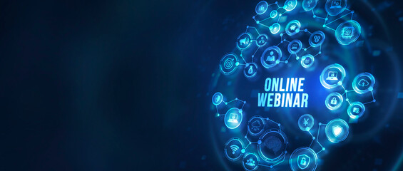 Internet, business, Technology and network concept. Webinar e-learning. Training concept. 3d illustration