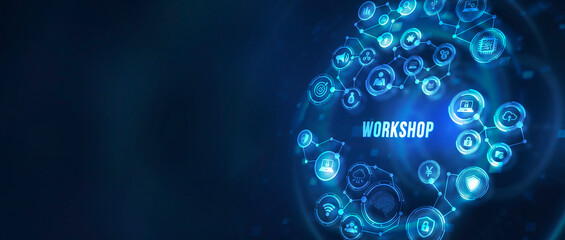 Internet, business, Technology and network concept. Webinar e-learning. Training concept. 3d illustration