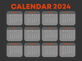 Editable vector calendar template for 2024
