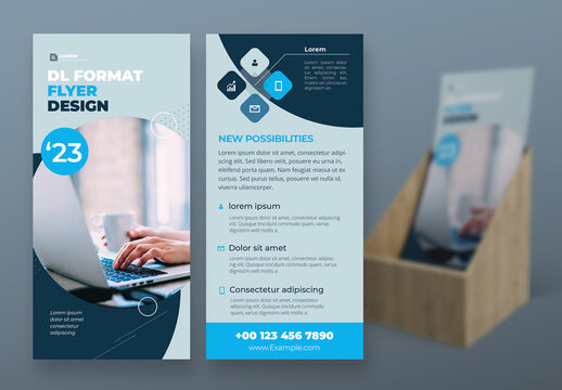 Business DL Flyer Layout with Blue flat Circle Elements