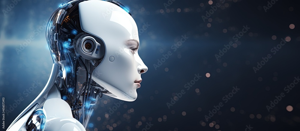 Poster ai bot utilizing modern software app with copyspace for text