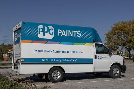PPG Paints delivery van. PPG Industries, is a supplier of paints, coatings, specialty materials, and fiberglass.
