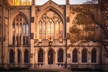 Fototapeta na wymiar A panoramic shot of the exterior of the University of Cambridge