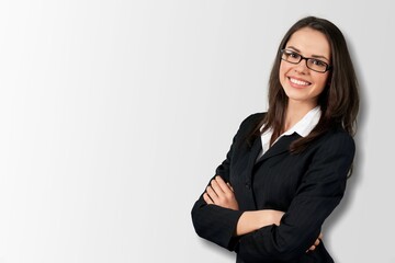 Obraz premium Happy young confident business woman posing