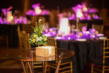 Close view of a Flower ornament on a dinner table