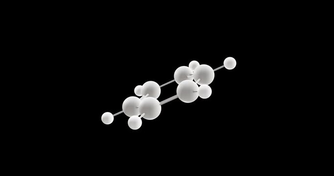 Benzene molecule, rotating 3D model of aromatic hydrocarbon, looped video with alpha channel