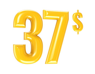 Number Gold 3D Render