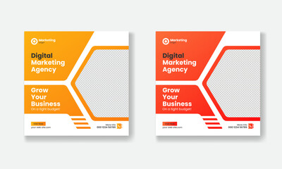 Digital marketing agency social media post vector design, digital marketing promotion square Facebook post, corporate business marketing Instagram and Facebook Template