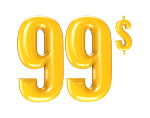 Number Gold 3D Render