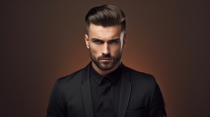 Fototapeta premium Good looking confident man with cool haircut