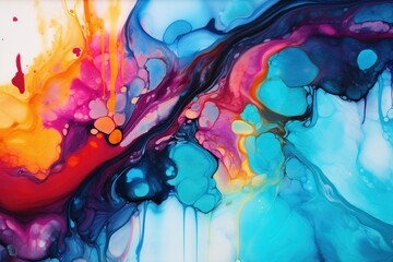 Vibrant alcohol inks merging into unique forms on Yupo paper