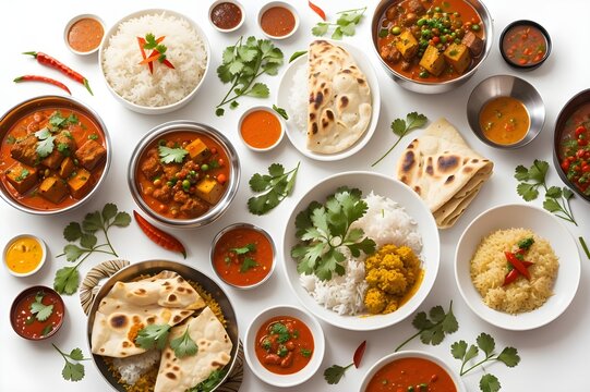 Delicious India Food in White Background , AI Generated  Image  