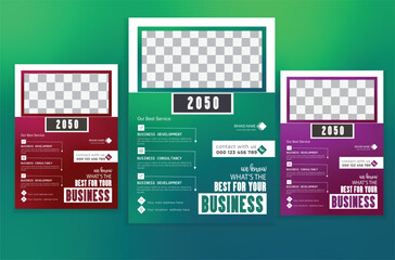 corporate business flyer template with gradient three colors template