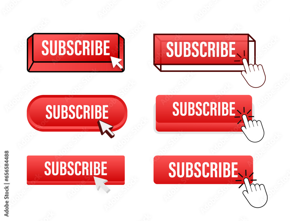 Canvas Prints Subscribe Button with pointer clicking. Subscribe web buttons set. User interface element in flat style. Vector illustration