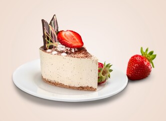 Slice of fresh tasty baked homemade cake