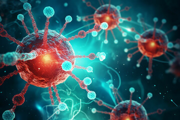 Obraz premium a 3d virus is shown in a blue background