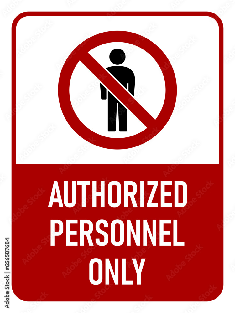 Poster caution authorized personnel only warning sign icon with an aspect ratio of 3:4. vector image.