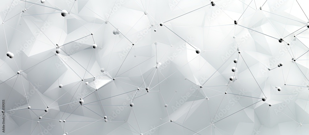 Poster futuristic hud background with white polygonal connection structure with copyspace for text