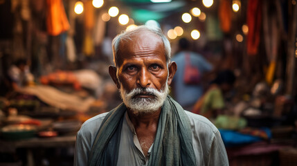 a man explores an open-air market, his curious expression and the stalls selling local products capturing the essence of urban marketplaces - obrazy, fototapety, plakaty