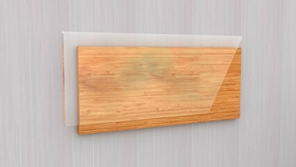 Wood Plexiglas Signboard Mockup Design. Blank store signage sign design mockup isolated, clear store template. Signboard for logo presentation. Clean blank nameplate template with copy space.