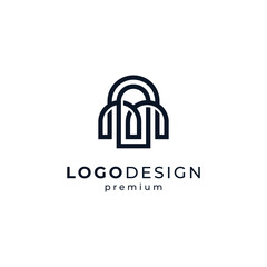 abstract door with line art style for construction, building, interior and exterior logo design