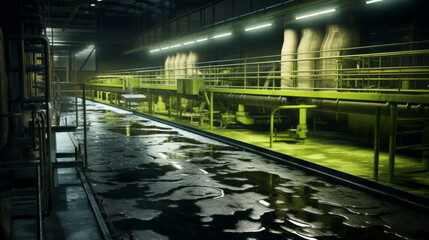A wastewater treatment plant's biological reactor, breaking down organic matter - obrazy, fototapety, plakaty