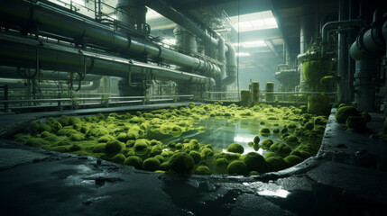 A wastewater treatment plant's biological reactor, breaking down organic matter - obrazy, fototapety, plakaty