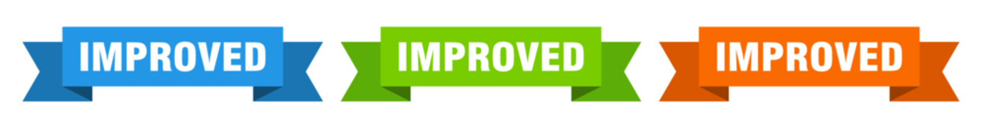 improved ribbon. improved isolated paper sign. banner