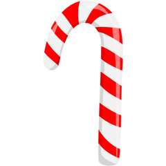 candy cane flat design, red and white colors, Christmas candy, sweet food, vector illustration