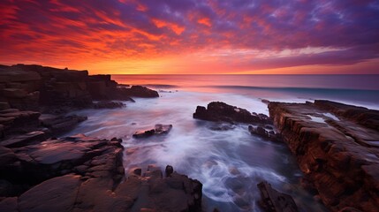 Beautiful panoramic seascape at sunset. Natural composition.